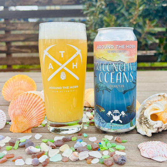 Preconceived Oceans beer can and beer in glass