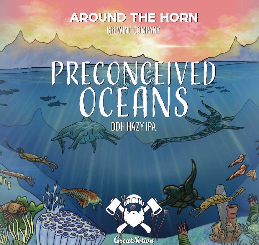 Preconceived Oceans beer can label